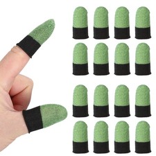 16 Pack Mobile Gaming Finger Sleeves, Green/Black