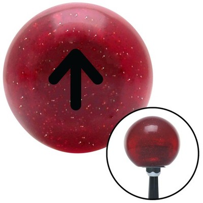Black Solid Directional Arrow Up Red Metal Flake Shift Knob w/ M16x1.5 Insert