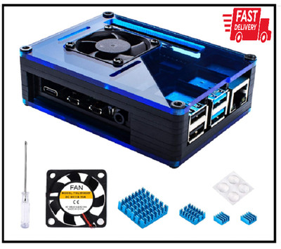 Raspberry Pi 4 Case with Fan Cooling , 4 Pcs Aluminum Heat Sinks , Case for Rasp