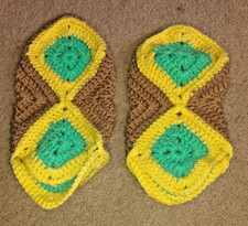 Cozy Hand Knit Double Yarn House Slippers   Unisex Medium Adult Size