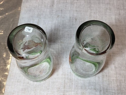 Dos Equis XX Cerveza Beer Pint Vintage Hand Blown Green Rim Glasses Set Of 2 - Picture 11 of 11