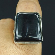 Natural Shaded Onyx Gemstone 925 Sterling Silver Handmade Ring Size-8.5 US