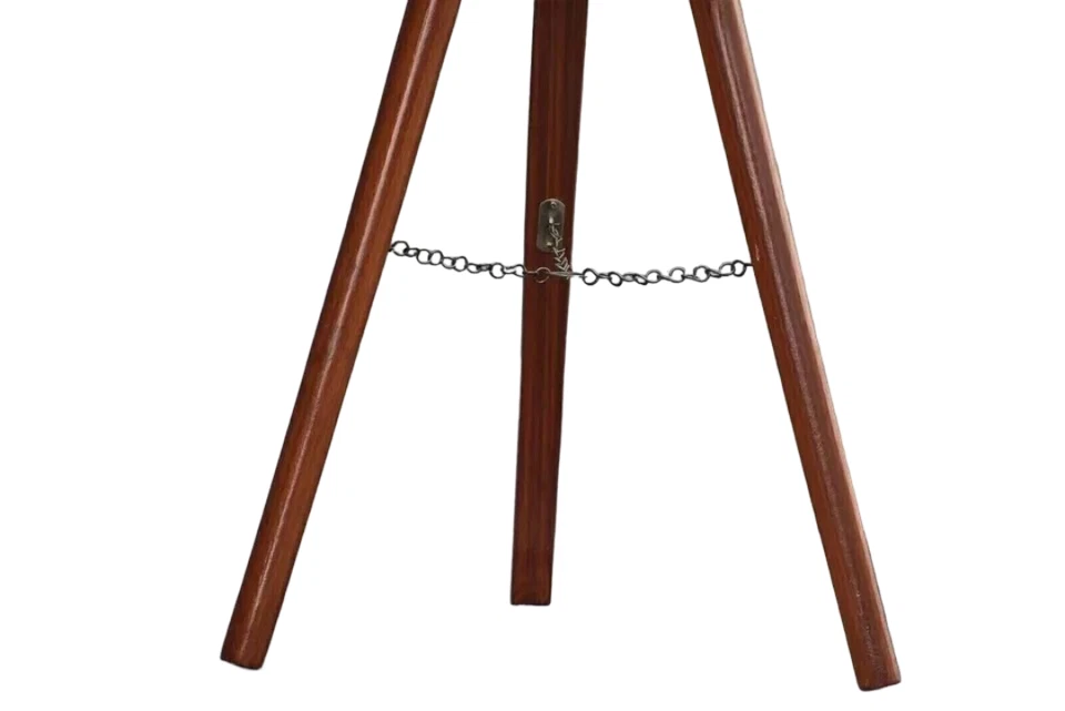 Antique Wooden Tripod Stand Brown Brass Finish Floor Stand for Camera or Lamp - Image 4 of 4