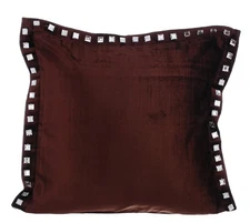 Chocolate Brown Throw Pillow Cover, 16"x16" Velvet Cushion-Choco Crystal Palace