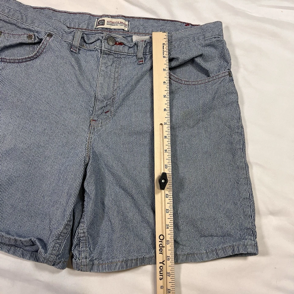 Pantalones Cortos Denim Glory Desteñidos Para Mujer Talla 14 Azul Nogal Rayas Algodón EE. UU. De Colección Foto 3 de 4