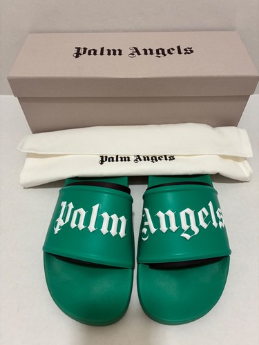 Palm Angels Pool Slider Green White Mens 43/ US 10