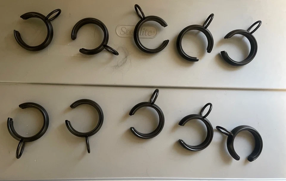 10 Pottery Barn C-Loop 窗帘戒指古董青铜小号 0.75 英寸杆新品 — 第 2/4 张图片