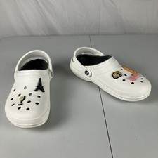 Crocs Classic Lined Clog Mens Sz 7 Womens Sz 9 White Fuzzy Fuzz Shoes Slippers