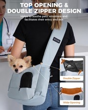 Pet Sling Carrier for Small Dogs Up to 7 lb Breathable Mesh Grey