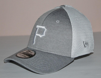 PITTSBURGH PIRATES Hat Stretch Fitted Cap New Era 39Thirty GREY WHITE L/XL *V1