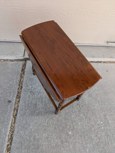 Vintage Rustic Colonial Drop Leaf Butterfly Cherry Wood Table William & Mary - Picture 8 of 23