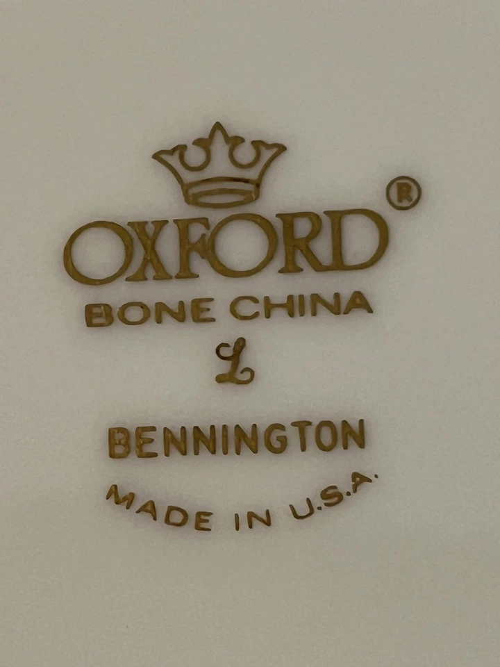 Juego de 8 tazas y platillos de té Oxford Bone China Bennington vintage con borde dorado hechos en EE. UU. Foto 4 de 4