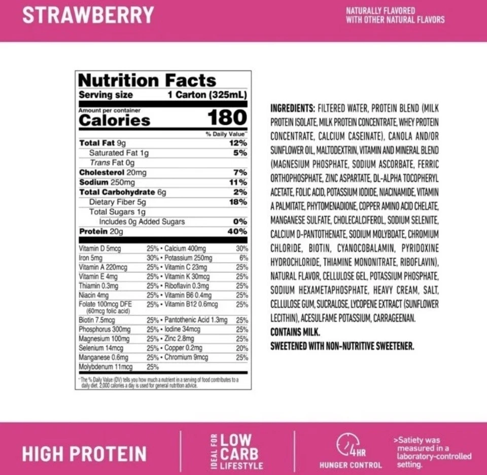 Batido de proteínas SlimFast fresa - 20 g listo para batido de reemplazo de comidas proteicas Foto 4 de 4