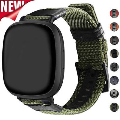 Nylon Leder Armband Für Fitbit Versa 4 3 Sense/Sense 2 Ersarz Uhrenarmband Band