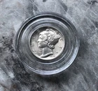 1916 SILVER MERCURY DIME IN BU CONDITION. FIRST YEAR WITH SPLIT BANDS.
