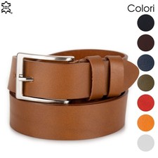 Cintura uomo pelle cinta di cuoio vera artigianale made in italy 3,5cm per jeans