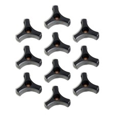 10 Pack Black Plastic Knob, 1/4-20, 2 Diameter, Three Prong, Brass Insert