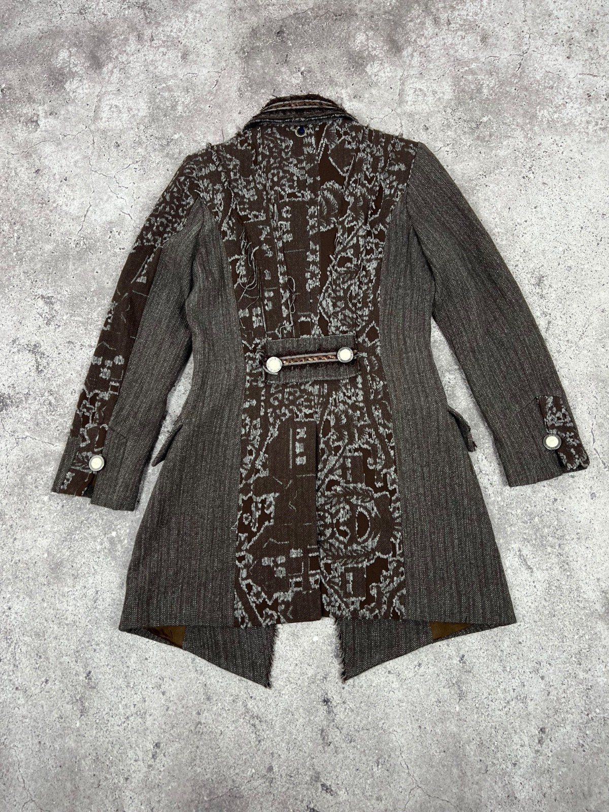 Save The Queen Patchwork Wool Coat Assymetric Bro… - image 13
