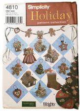 Simplicity Pattern 4810 Holiday Christmas Tree Decorations Ornaments Gingerbread