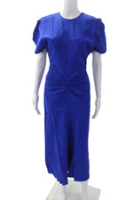 Victoria Beckham Womens Gathered Waist Midi Dress - Palace Blue Size 6