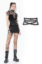 Dark In Love Women Black Gothic Punk Utility Webbing Waist Cincher Slim Corset