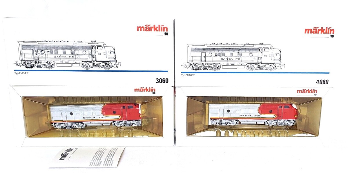 Marklin AC HO USA SANTA FE EMD F7 DIESEL LOCOMOTIVE 3060 + Marklin AC HO USA SANTA FE EMD F7 DIESEL LOCOMOTIVE 3060 +