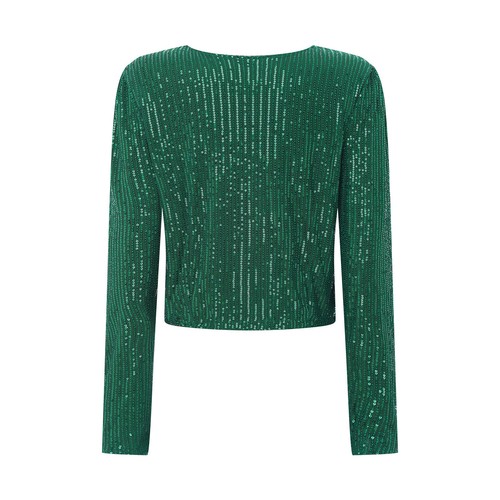 Womens Glitter Sequin Open Front Long Sleeve Cardigan Jacket Cropped Bomber - Picture 98 of 105