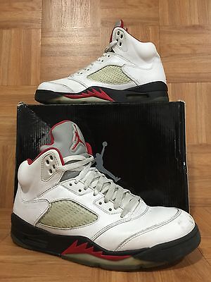 RARE🔥 Nike Air Jordan 5 V Retro White Fire Red Black Size 9.5 136027-100 SICK! 676556961227 | eBay