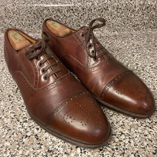 Santoni Brown Semi-Brogue Derby Dress Shoes Men Size 10.5D Made in Italy - Picture 6 of 24