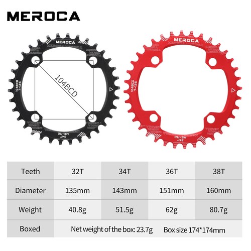 104BCD MTB Bicycle Round Narrow Wide Ultralight Chainring 32T 34T 36T 38T Tooth - Picture 5 of 28