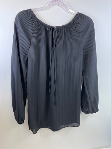 Max Studio Long Sleeve Tunic Blouse Top, Black Women's Sz M - Picture 4 of 8