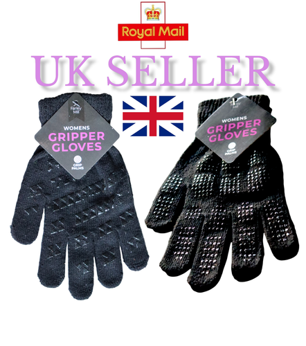 Black Womens Gloves Warehouse Gripper Warm Work Gloves Safety Grip Palm Dots - 第 1/20 張圖片