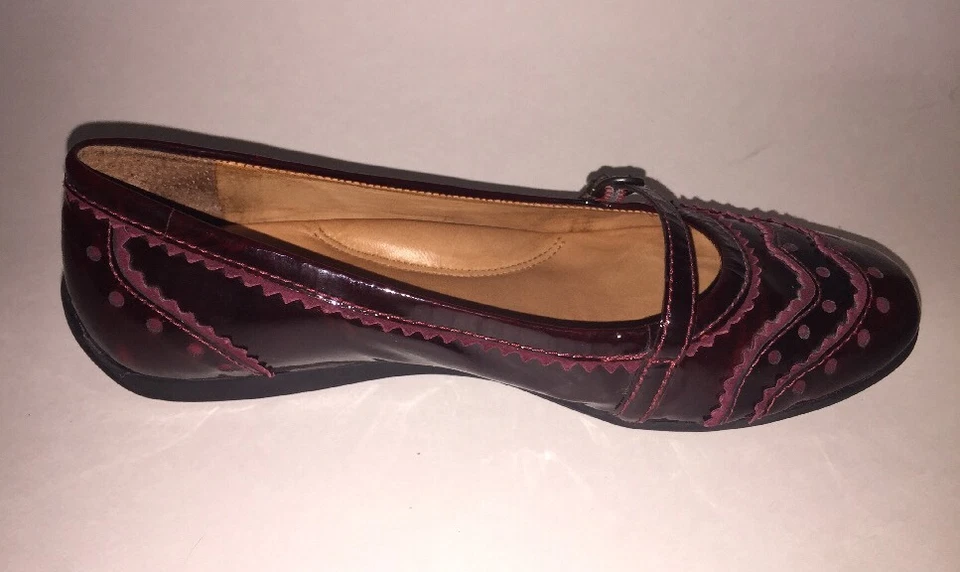 Zapatos planos de ballet Nurture de cuero borgoña avellana Mary Jane para mujer talla 6 Foto 4 de 4