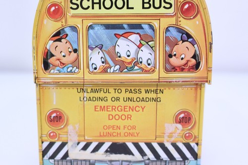 Vintage 1960er Walt Disney Schulbus Metall Brotdose Aladdin Blechfiguren EUC - Bild 3 von 15