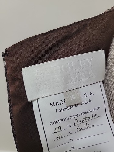 Badgley Mischka Brown Silk Blend Beaded Maxi Gown 10 - Picture 12 of 18