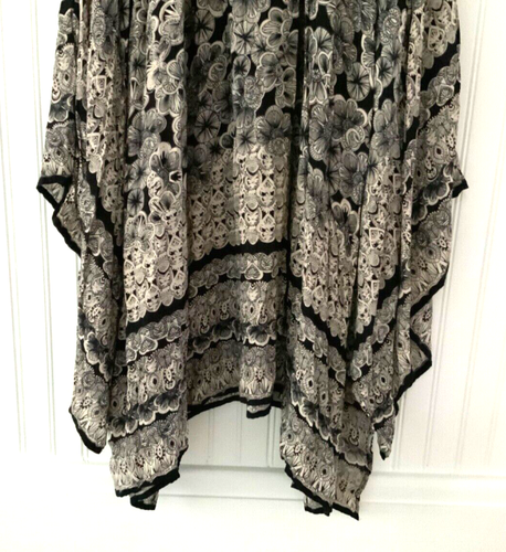 Women's Angie Black White Skirt Size S Hippie Bohemian Kerchief Bottom Festival - Picture 14 of 16