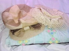 Lot - Vintage Handmade Bridal Hat , Wedding, Nightie, Bonet MCM