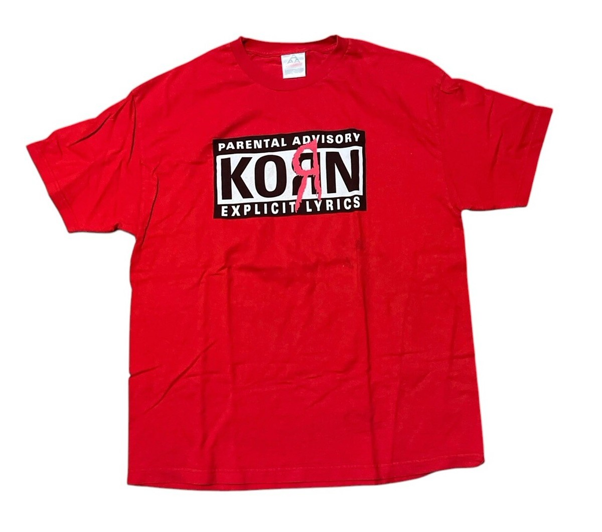 Vintage Korn T Shirt Mens XL Red Nu Metal Grunge Rap Y2K 