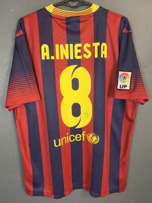 MEN'S NIKE FC BARCELONA 2013/2014 INIESTA #8SOCCER FOOTBALL SHIRT