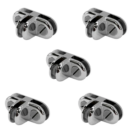 5 Pieces Chrome 3-Way Metal Glass Display Connector 3/16 Inch Thick Glass Cube
