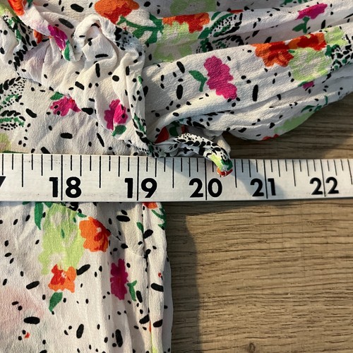 Essentiel Antwerp Blouse Size 38 US 8 Floral White Black Spotted Ruffle Accents - Picture 11 of 12