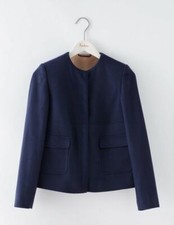 Boden Claudia Collarless Jacket Navy Size Uk 10 Rrp £139 Nh102 Ff 04