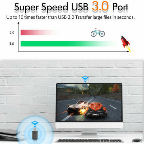 1300Mbps USB Wireless WiFi Network Receiver 2.4/5GHz Dual-Band Adapter Dongle - Picture 6 of 9
