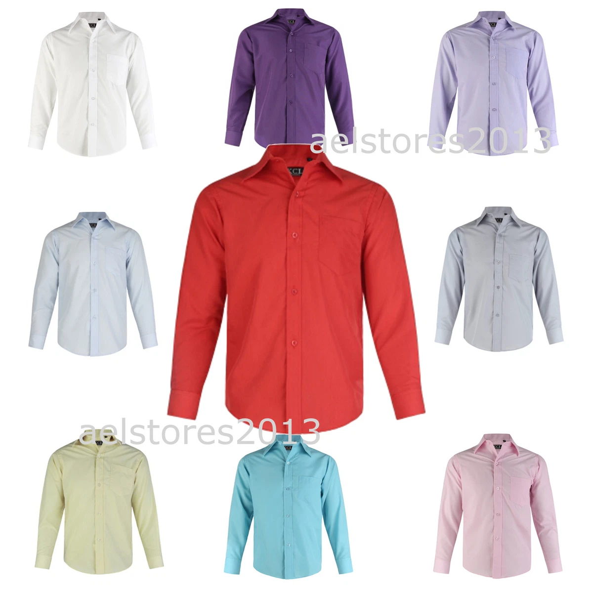 Shirt Plain Formal Party Wedding Long Sleeve Boys Blue Kids New Age 1 15 Years