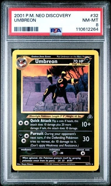 2001 Neo Discovery Umbreon Non-Holo 32/75 PSA 8 GTC2264 TCGG
