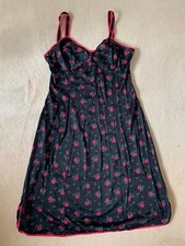 VINTAGE: black slip dress with roses by R sch 3 bells size 36 /38
