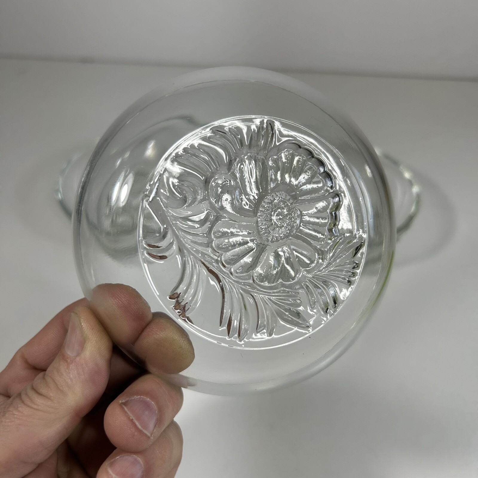 Vintage Clear Glass Embossed Floral/Rose Bottom Dessert/Fruit/Berry Bowls.