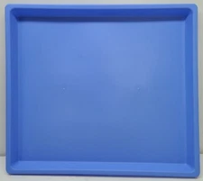 Multi Purpose Plastic Serving Tray 16.5" x 14.75"x 1" Stackable Nesting Blue x50
