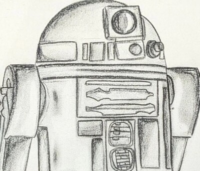 R2D2 Droide, Print, schwarz-weiß, anthrazit, A4