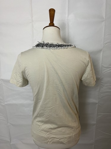 J.crew Womens T-Shirt Ivory Black Textured Round Neck Pullover Tee S - Picture 5 of 8